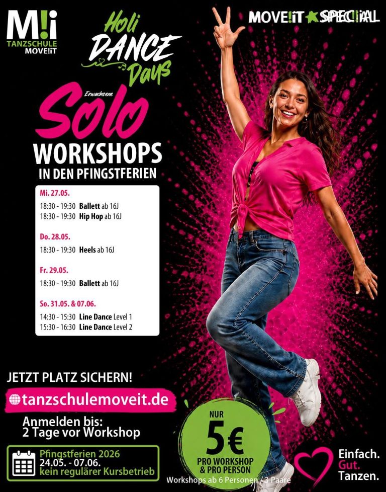 Events und Veranstaltungen deiner Tanzschule MOVE!iT in Ludwigsbrug, Bietigheim-Bissingen, Ingersheim und Gerlingen im Überblick