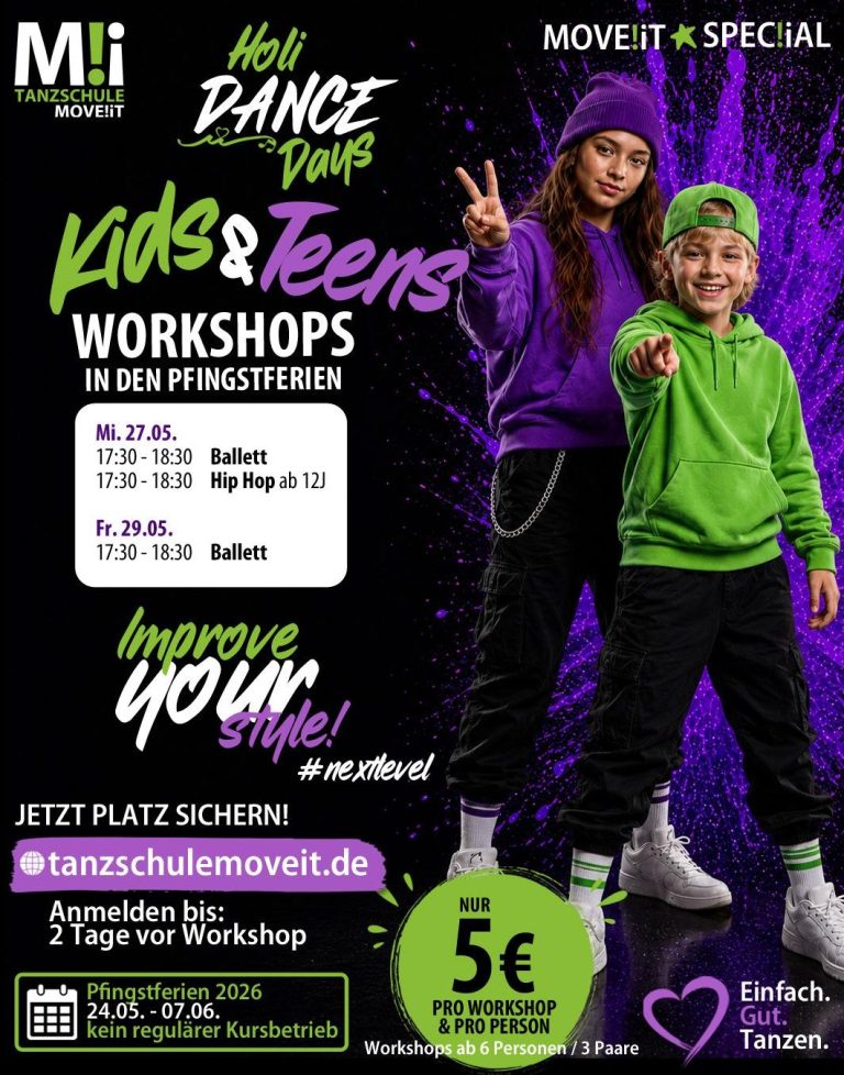 Events und Veranstaltungen deiner Tanzschule MOVE!iT in Ludwigsbrug, Bietigheim-Bissingen, Ingersheim und Gerlingen im Überblick