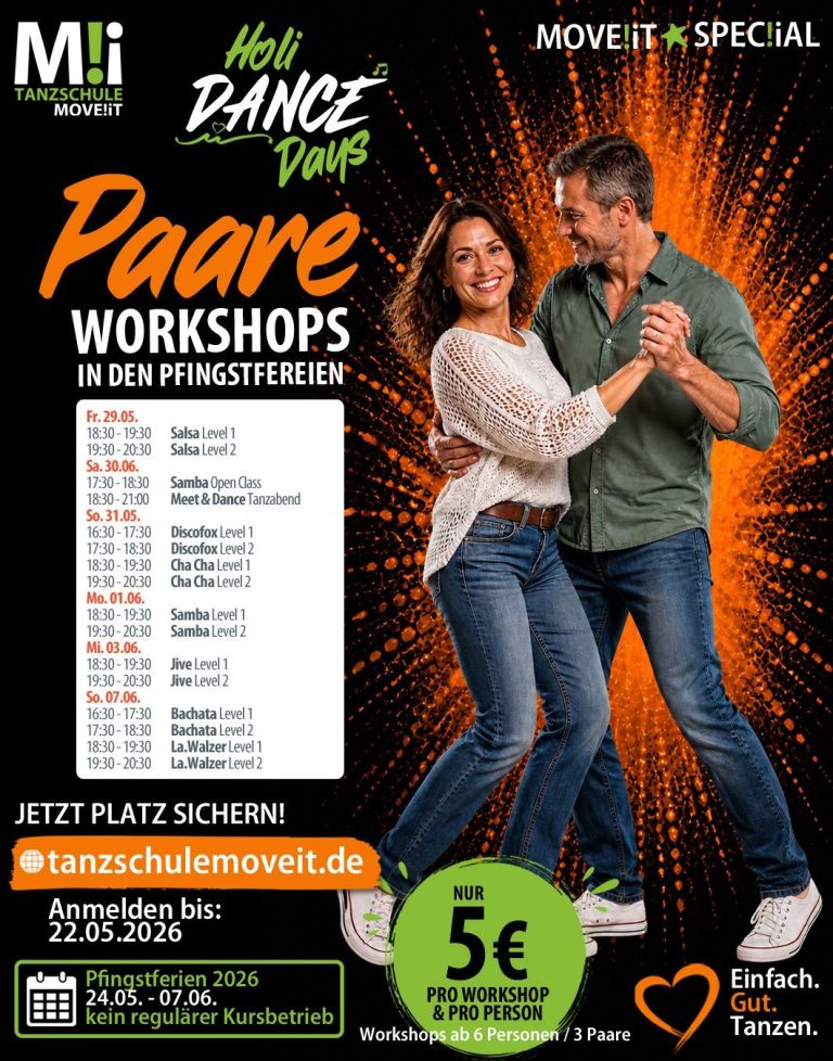 Events und Veranstaltungen deiner Tanzschule MOVE!iT in Ludwigsbrug, Bietigheim-Bissingen, Ingersheim und Gerlingen im Überblick