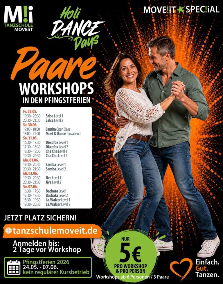 Events und Veranstaltungen deiner Tanzschule MOVE!iT in Ludwigsbrug, Bietigheim-Bissingen, Ingersheim und Gerlingen im Überblick