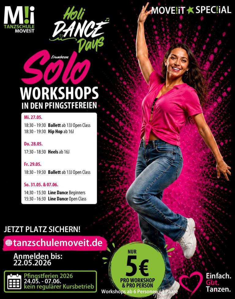 Events und Veranstaltungen deiner Tanzschule MOVE!iT in Ludwigsbrug, Bietigheim-Bissingen, Ingersheim und Gerlingen im Überblick